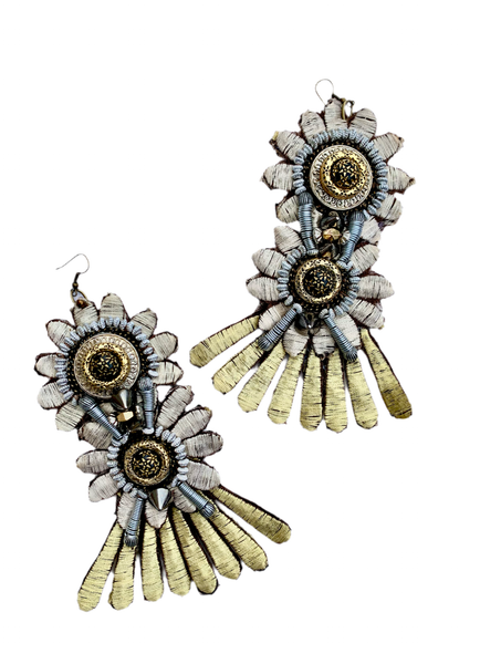 Yerwa Fabric Flower Statement Earrings