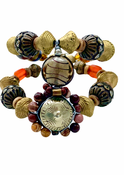 
Women's Handcrafted Layered Rustic Boho Glam 3-Piece Set Adjustable Bracelet Stack