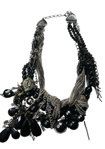 Ugomma Reclaimed Black Beaded Tangled Chain Necklace