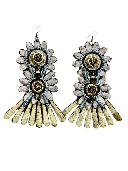 Yerwa Fabric Flower Statement Earrings