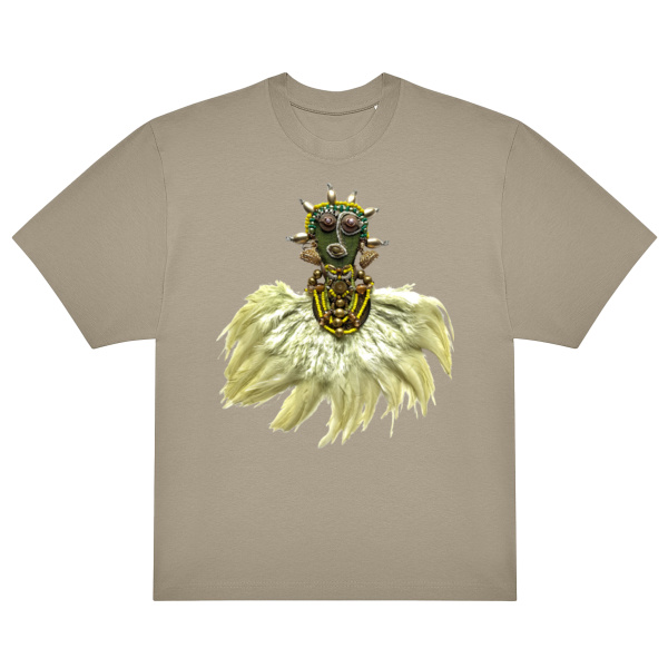 Emerald Feather Mask Mastic Unisex Oversized T-Shirt