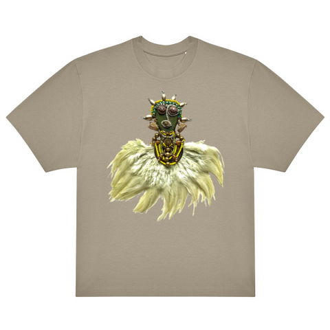 Emerald Feather Mask Mastic Unisex Oversized T-Shirt
