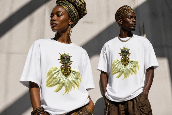 Emerald Feather Mask White Unisex Oversized T-Shirt
