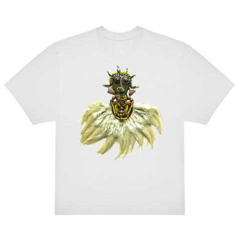 Emerald Feather Mask White Unisex Oversized T-Shirt