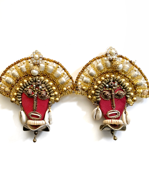 MMAEZE Ichafu Face Statement Earrings