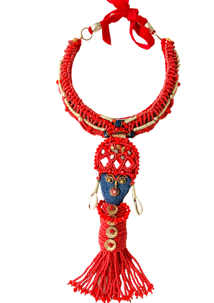 OMU Beaded Tassel Mask Necklace