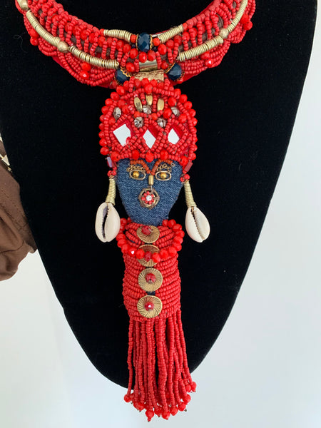 OMU Beaded Tassel Mask Necklace