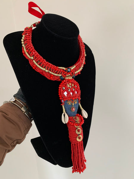 OMU Beaded Tassel Mask Necklace