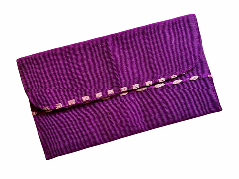 Olaedo Small Purple geometric patterned Aso-Oke Clutch BagTravel Wallet