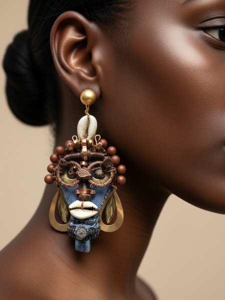 The Bantu Knot Queen Mother Statement Earrings
