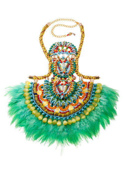 Kandiya Beaded Embellished Feather Necklace