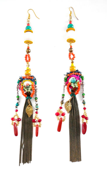 Anouk Multi-Embellished Tassel Earrings