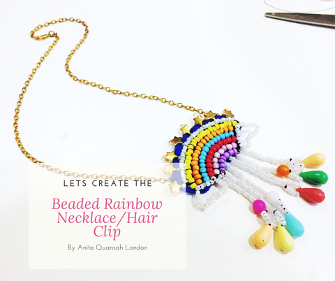 Kids Beaded Rainbow Necklace and Hair Clip DIY Kit By Anita Quansah London