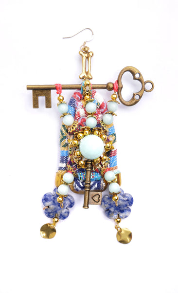 Faizah Gemstone-Embellished Key Drop Earrings