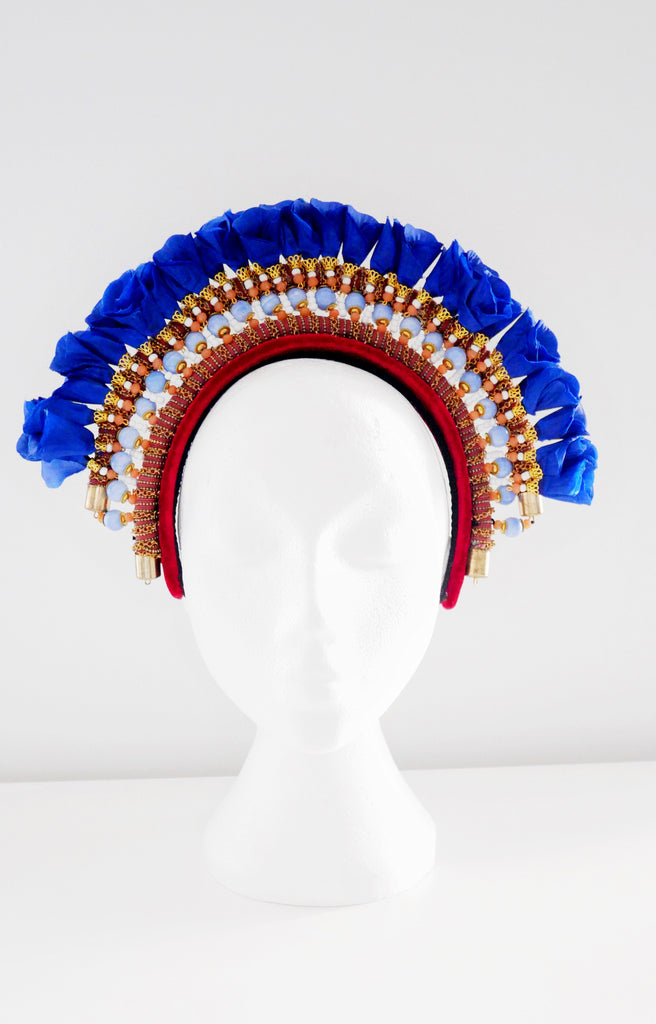 Hester Beaded Embellished Flower Velvet Headband