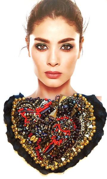 Alessia Beaded Embellished Silk Petal Necklace