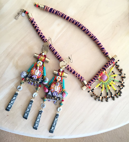  Velma-Beaded-Embellished-Brass-Face Earrings-African Jewellery-Tribal Jewellery- UK Jewellery Designer-Anita Quansah London