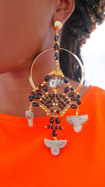 Jessa Swarovski Crystal Embellished and Encrusted Hoop EarringsEarrings-African Jewellery-Tribal Jewellery- UK Jewellery Designer-Anita Quansah London-swarovski Jewellery-moon earrings-hoop earrings