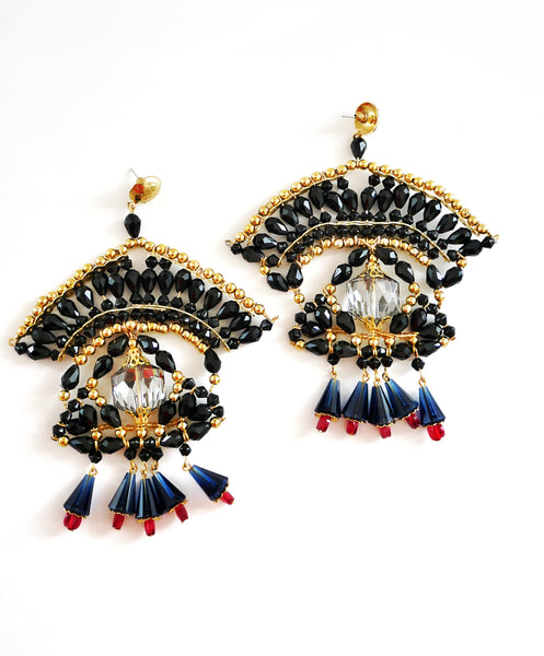 Sejal Swarovski Crystal Stud Statement Earrings-Swarovski-Earrings-Brass earrings with Swarovski-Jewellery designer in Milton Keynes