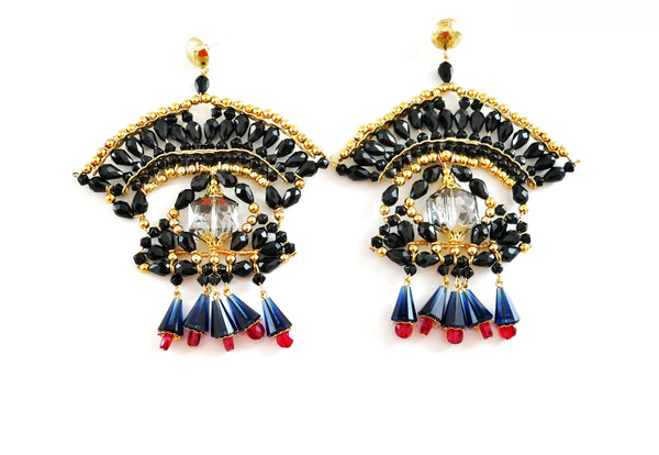 Sejal Swarovski Crystal Stud Statement Earrings-Swarovski-Earrings-Brass earrings with Swarovski-Jewellery designer in Milton Keynes