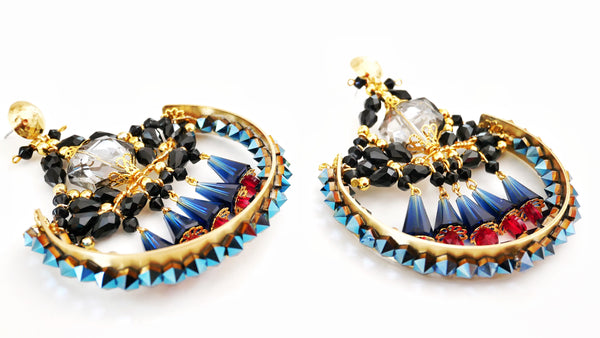 Xara Swarovski Crystal Embellished Hoop Earrings-Swarovski Hoop Earrings-Brass earrings with Swarovski-Jewellery designer in Milton Keynes