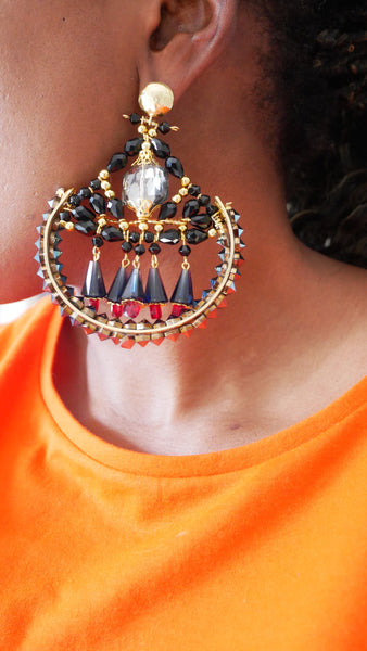 Xara Swarovski Crystal Embellished Hoop Earrings-Swarovski Hoop Earrings-Brass earrings with Swarovski-Jewellery designer in Milton Keynes
