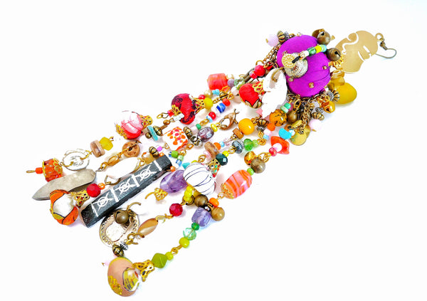 Willow-Multi-Beaded-Embellished-Chandelier Earrings=Earrings-African Jewellery-Tribal Jewellery- UK Jewellery Designer-Anita Quansah London-drop Jewellery-Morocco Jewellery