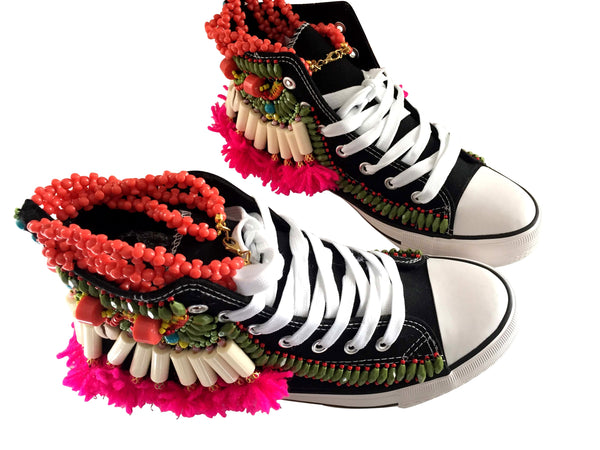 Huxley Beaded Embellished High Top Canvas Sneakers