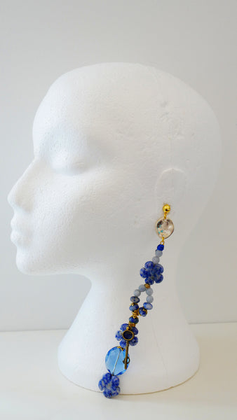 Jasira Lapis Lazuli and Crystal Embellished Drop Earrings