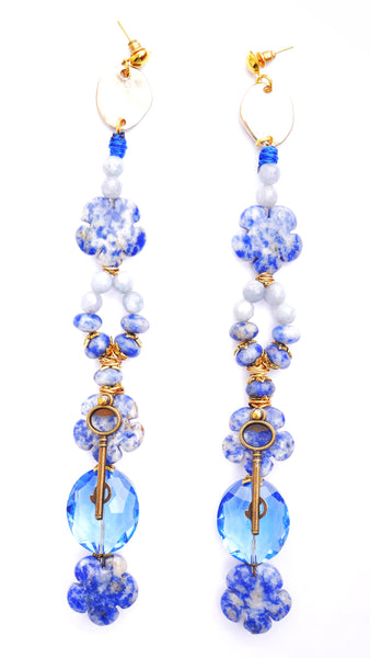 Jasira Lapis Lazuli and Crystal Embellished Drop Earrings