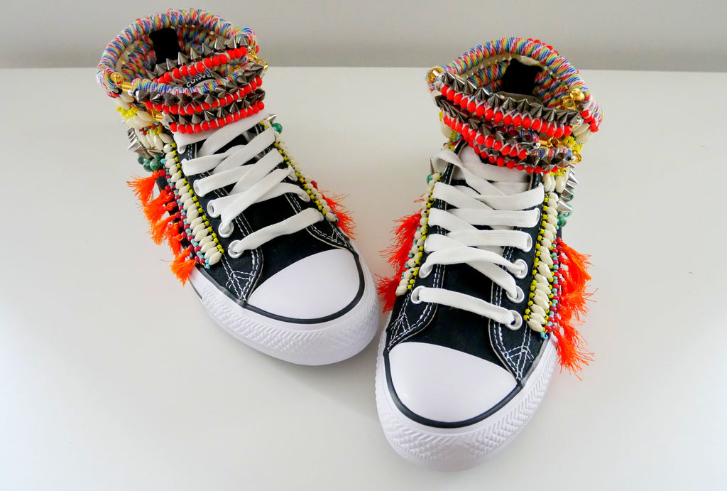 afstemning ur spiselige Keyna Beaded Embellished High Top Canvas Sneakers – Anita Quansah London