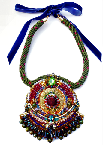 Manaia Multi-Beaded and Gemstone Embellished Bib Necklace 