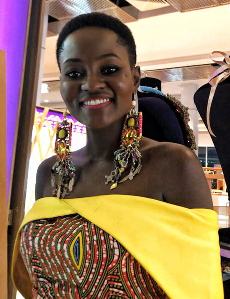 Peni Beaded Embellished Crystal And Amulet Earrings