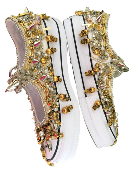 Punk Style Embellished Studded Converse All Star Mary Jane Ox Trainers