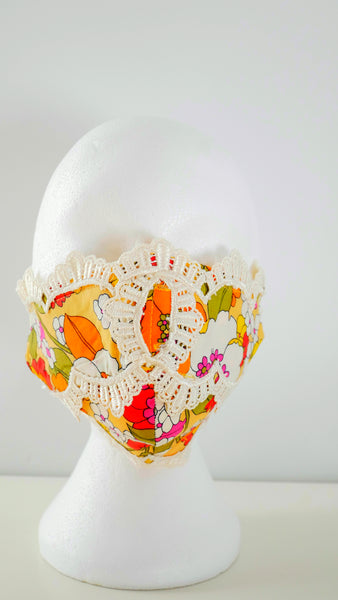 Reusable Washable Vintage Lace Floral Print Facemask 