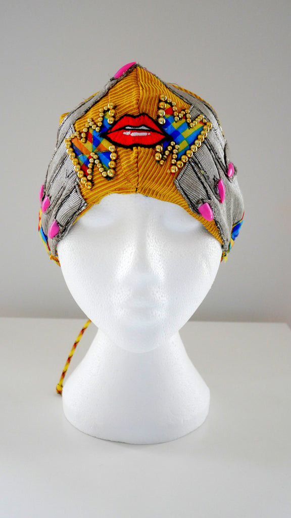 Embellished Appliqué Wow Red Lip Aso-Oke Face Mask – Anita Quansah London