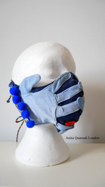 Reusable, Washable, Oh, No! What Have I Done?  Denim Face Mask With Lips