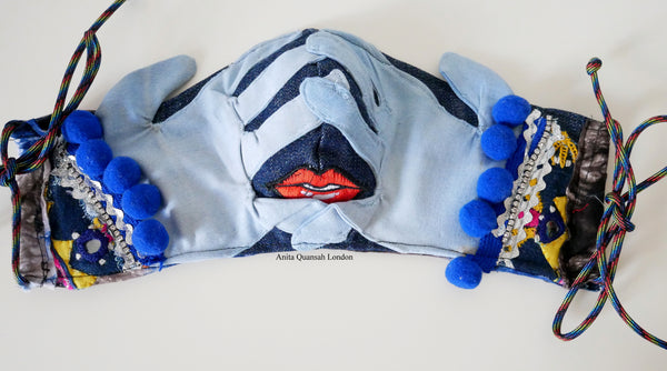 Reusable, Washable, Oh, No! What Have I Done?  Denim Face Mask With Lips