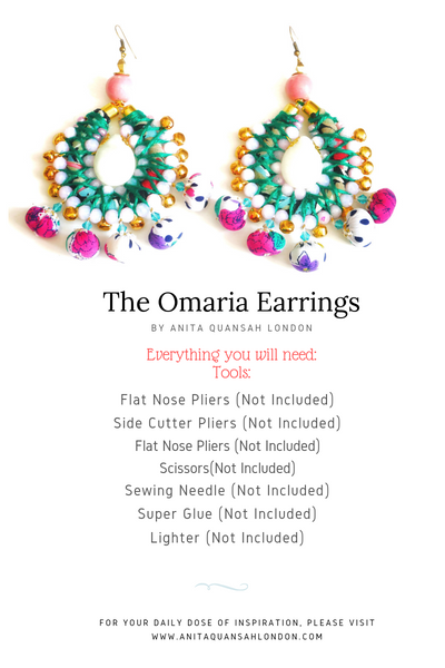 The Omaria Beaded Drop Earrings Jewellery Making Kit + Guide Advanced Level
