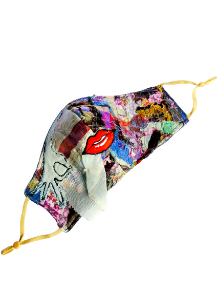 What's Behind The Veil Reusable Washable Applique And Embroidered Face Mask With Red Lips