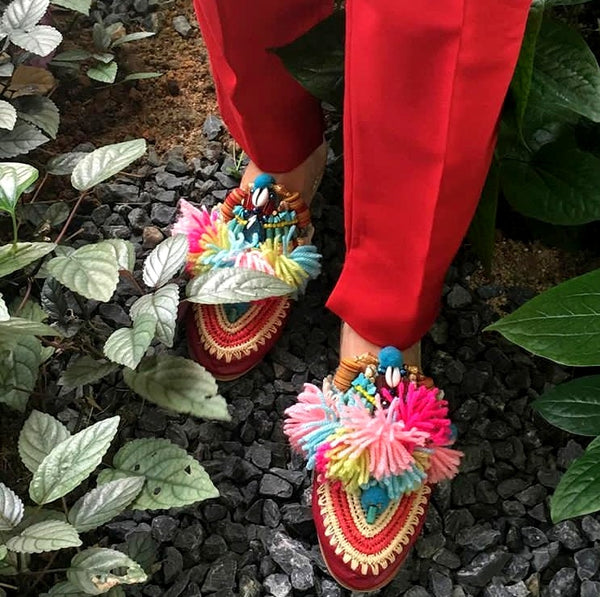Theona Multi-Beaded Embellished Tassel Slippers