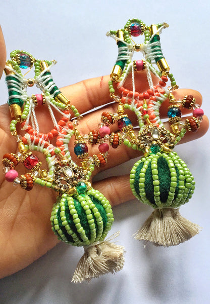 Tamsin Embellished Beaded Tassel Drop Earrings