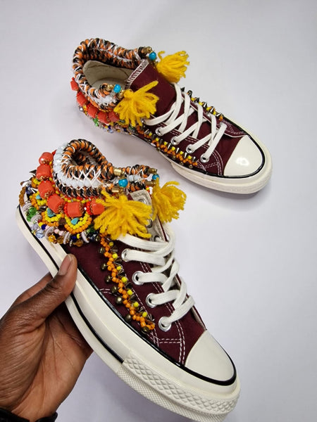 Reina Beaded Embellished High Top Custom Converse Chuck Taylors All-Star Sneakers