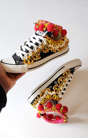 Monet Beaded Embellished Low Top Canvas Sneakers