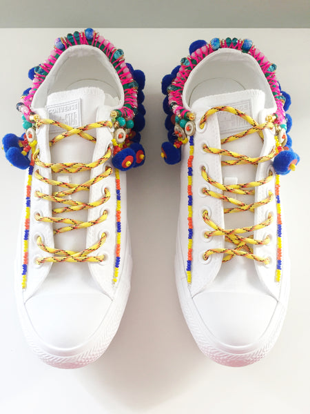 Lev Beaded Embellished Low Top Canvas Sneakers