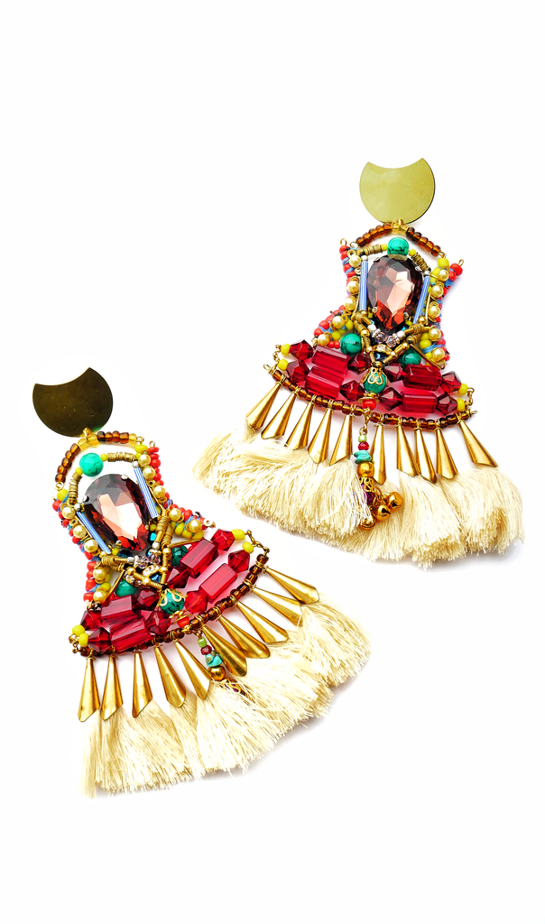Leoni Embellished Beaded and Crystal Tassel Earrings