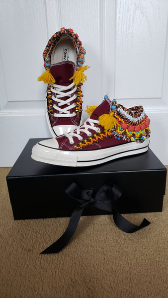 Reina Beaded Embellished High Top Custom Converse Chuck Taylors All-Star Sneakers