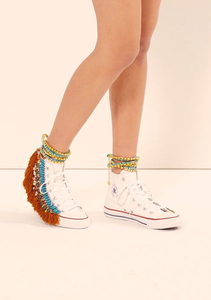Ozias Beaded Embellished  High Top Canvas Sneakers